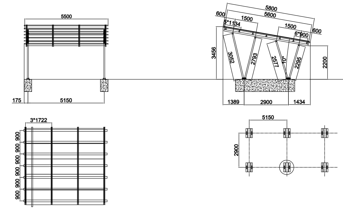 2-parking space waterproof carport for residential