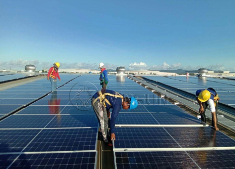 Sistema de montaje solar con soporte de pies en L de 1MW en Tailandia